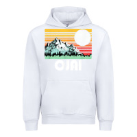 White ojai california mountains & sun retro 80s graphic Urban Hoodie - linhVisuals