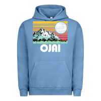 Pigment Pebble Blue ojai california mountains & sun retro 80s graphic Urban Hoodie - linhVisuals
