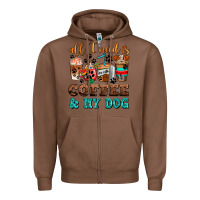 Chestnut all i need is coffee and my dog Zipper Hoodie - AdoDesignShop