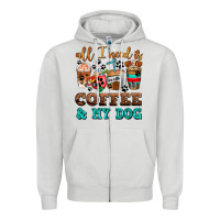 Dove Grey all i need is coffee and my dog Zipper Hoodie - AdoDesignShop