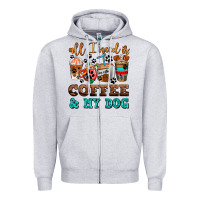 Heather Grey all i need is coffee and my dog Zipper Hoodie - AdoDesignShop