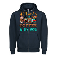 Navy all i need is coffee and my dog Zipper Hoodie - AdoDesignShop