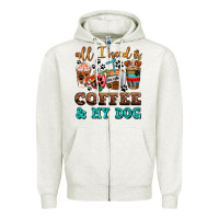 Oatmeal Heather all i need is coffee and my dog Zipper Hoodie - AdoDesignShop