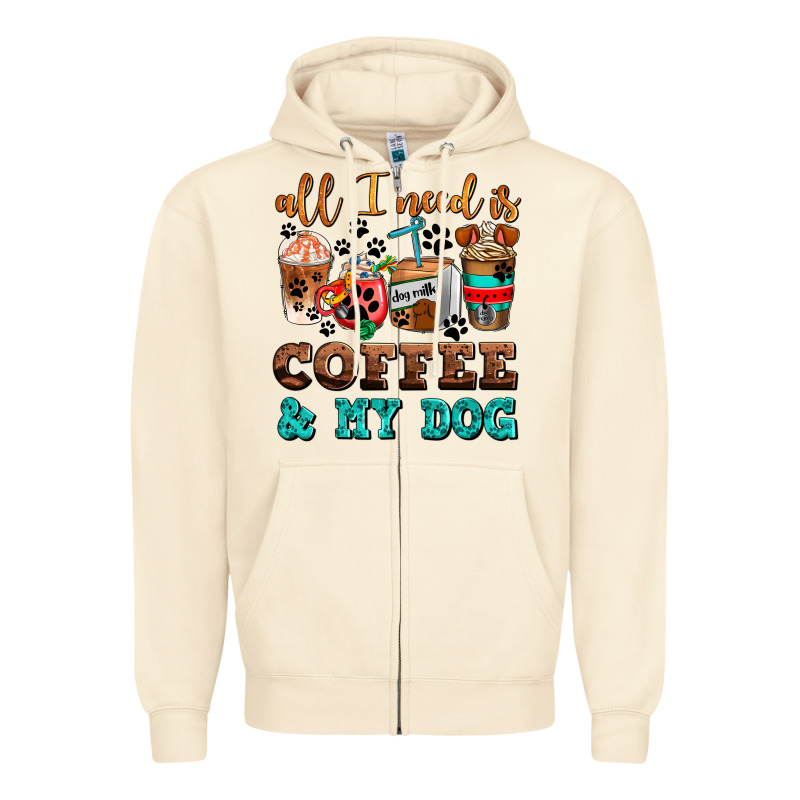 All I Need Is Coffee And My Dog Zipper Hoodie by AdoDesignShop | Teevron