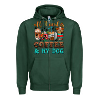 Sports Green all i need is coffee and my dog Zipper Hoodie - AdoDesignShop