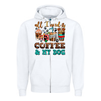 White all i need is coffee and my dog Zipper Hoodie - AdoDesignShop