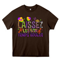 Chocolate Brown Loissez les bon temps rouler with balloon Heavy Core Tee - HowdyJamesFarm