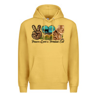 Antique Gold Peace Love Persian Cat Premium Hoodie - LillyAllenDesigns
