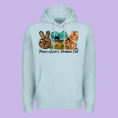 Peace Love Persian Cat Premium Hoodie Designed By Lillyallendesigns