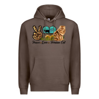 Coffee Peace Love Persian Cat Premium Hoodie - LillyAllenDesigns
