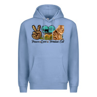 Colony Blue Peace Love Persian Cat Premium Hoodie - LillyAllenDesigns