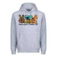 Heather Grey Peace Love Persian Cat Premium Hoodie - LillyAllenDesigns
