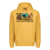 Mustard Peace Love Persian Cat Premium Hoodie - LillyAllenDesigns