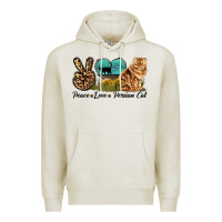 Oatmeal Heather Peace Love Persian Cat Premium Hoodie - LillyAllenDesigns