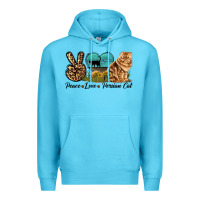 Ocean Blue Peace Love Persian Cat Premium Hoodie - LillyAllenDesigns