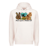 Pale Pink Peace Love Persian Cat Premium Hoodie - LillyAllenDesigns