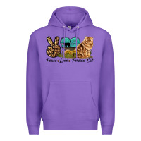 Purple Peace Love Persian Cat Premium Hoodie - LillyAllenDesigns