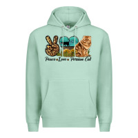 Seafoam Peace Love Persian Cat Premium Hoodie - LillyAllenDesigns