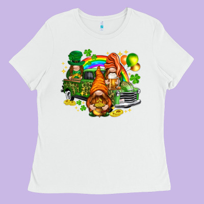St. Patrick's Day Gnomies With Leopard Tumbler Ladies Tee Designed By Howdyjamesfarm