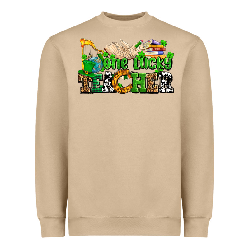 One Lucky Teacher Heavyweight Sweatshirt by AdoDesignShop | Teevron