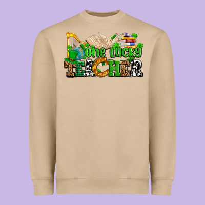 One Lucky Teacher Heavyweight Sweatshirt Designed By Adodesignshop