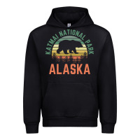 Black katmai national park alaska bear hiking travel nature retro pullover h Urban Hoodie - linhVisuals