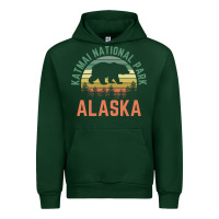 Forest Green katmai national park alaska bear hiking travel nature retro pullover h Urban Hoodie - linhVisuals