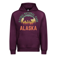 Mauve Wine katmai national park alaska bear hiking travel nature retro pullover h Urban Hoodie - linhVisuals