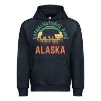 Navy katmai national park alaska bear hiking travel nature retro pullover h Urban Hoodie - linhVisuals