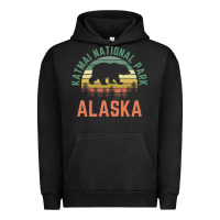 Pigment Black katmai national park alaska bear hiking travel nature retro pullover h Urban Hoodie - linhVisuals