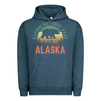 Pigment Midnight Navy katmai national park alaska bear hiking travel nature retro pullover h Urban Hoodie - linhVisuals