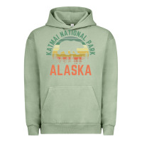 Pigment Oil Green katmai national park alaska bear hiking travel nature retro pullover h Urban Hoodie - linhVisuals