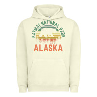 Pigment Pistachio katmai national park alaska bear hiking travel nature retro pullover h Urban Hoodie - linhVisuals