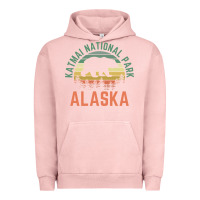 Pigment Salmon katmai national park alaska bear hiking travel nature retro pullover h Urban Hoodie - linhVisuals