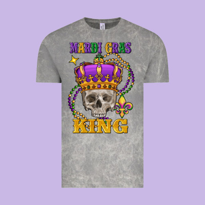 Skull Mardi Gras King Vintage Tee Designed By Fadigitalartstudio