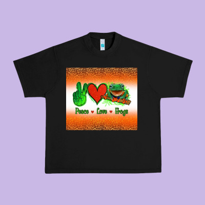 Peace Love Frogs Urban Heavy Tee Designed By Jasminsmagicworld