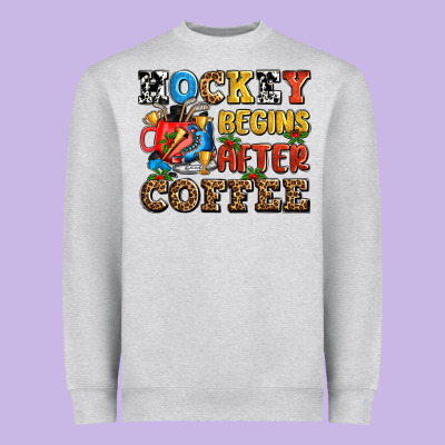 Hockey Begins After Coffee Ado Heavyweight Sweatshirt Designed By Adodesignshop