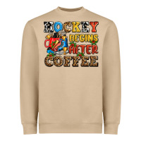 Mushroom hockey begins after coffee ado Heavyweight Sweatshirt - AdoDesignShop
