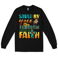 Black saved by grace through faith Long Sleeve Tee - BundleAndBundleShop