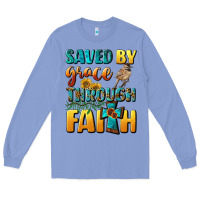 Colony Blue saved by grace through faith Long Sleeve Tee - BundleAndBundleShop