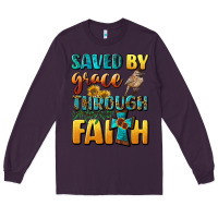 Plum saved by grace through faith Long Sleeve Tee - BundleAndBundleShop