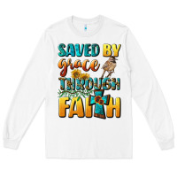 White saved by grace through faith Long Sleeve Tee - BundleAndBundleShop