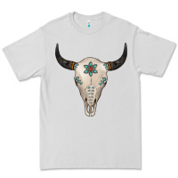 Dove Grey Turquoise Bull Skull Premium Tee - Jasminsmagicworld
