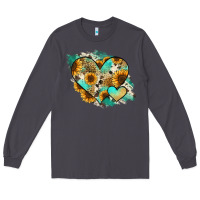 Smoke Leopard Sunflower Cowhide Glitter Heart Long Sleeve Tee - RanaPortraitStore