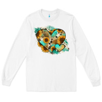 White Leopard Sunflower Cowhide Glitter Heart Long Sleeve Tee - RanaPortraitStore