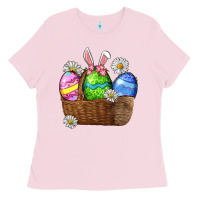 Bubblegum Pink Easter eggs  Easter Day Ladies Tee - CowGirlArtShop
