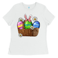 White Easter eggs  Easter Day Ladies Tee - CowGirlArtShop