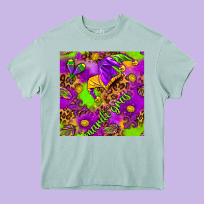 Mardi Gras And Jester Hat Seamless Pattern Heavy Core Tee Designed By Howdyjamesfarm