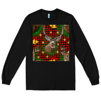 Black christmas deer and bell seamless pattern Long Sleeve Tee - BundleAndBundleShop