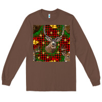 Chestnut christmas deer and bell seamless pattern Long Sleeve Tee - BundleAndBundleShop